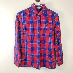 Duluth Womens Free Swingin’ Flannel Shirt Red and Blue Plaid Size XS